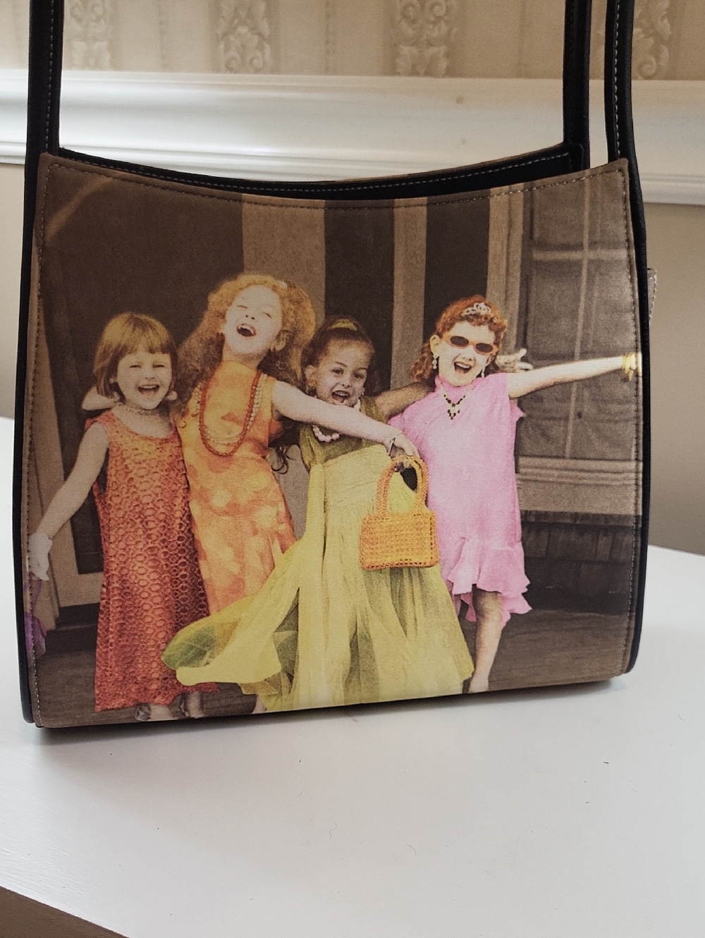 GIRLS, GIRLS AND MORE GIRLS Printed Canvas Shoulder Bag